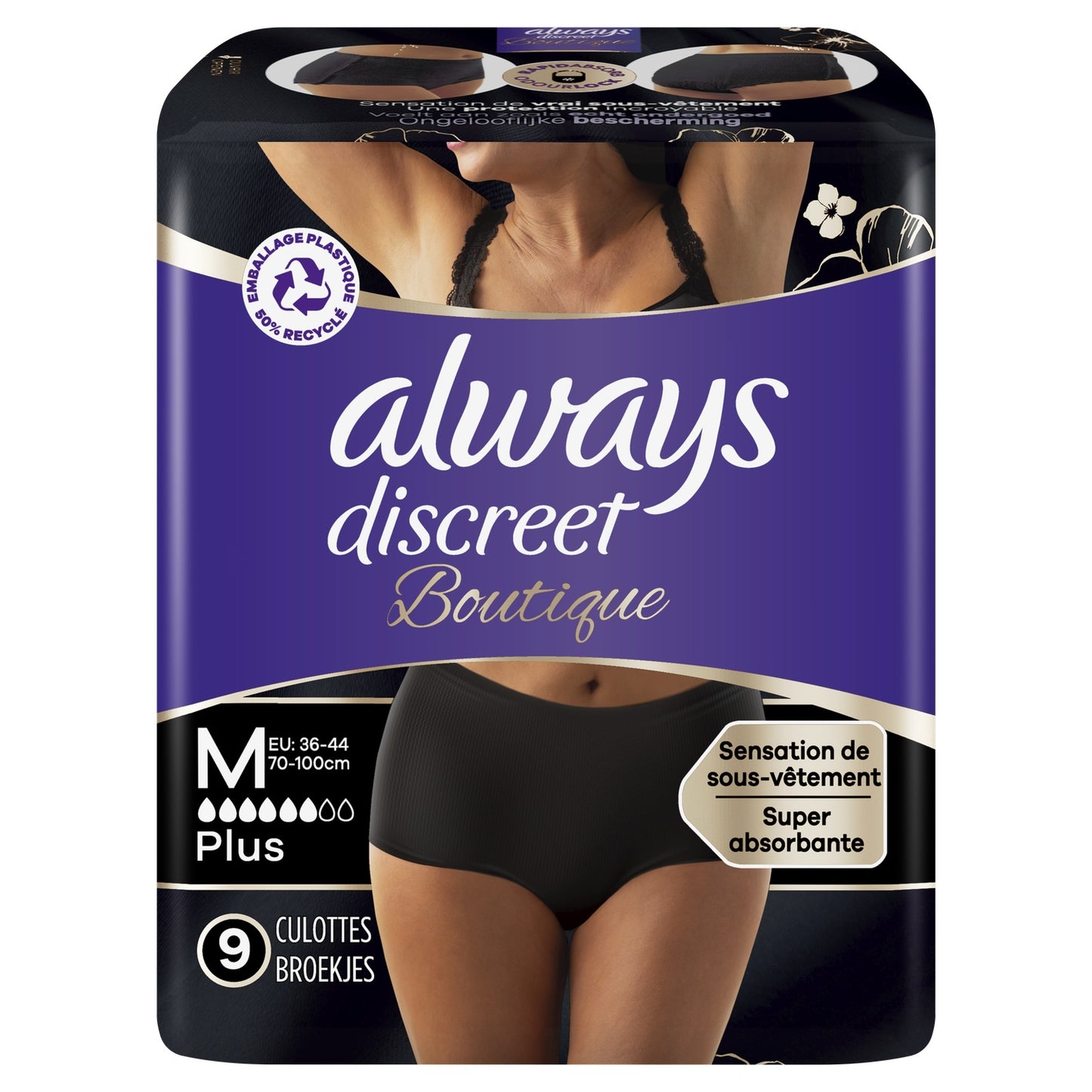 Urinary Leakage Panties Size M Black ALWAYS DISCREET
