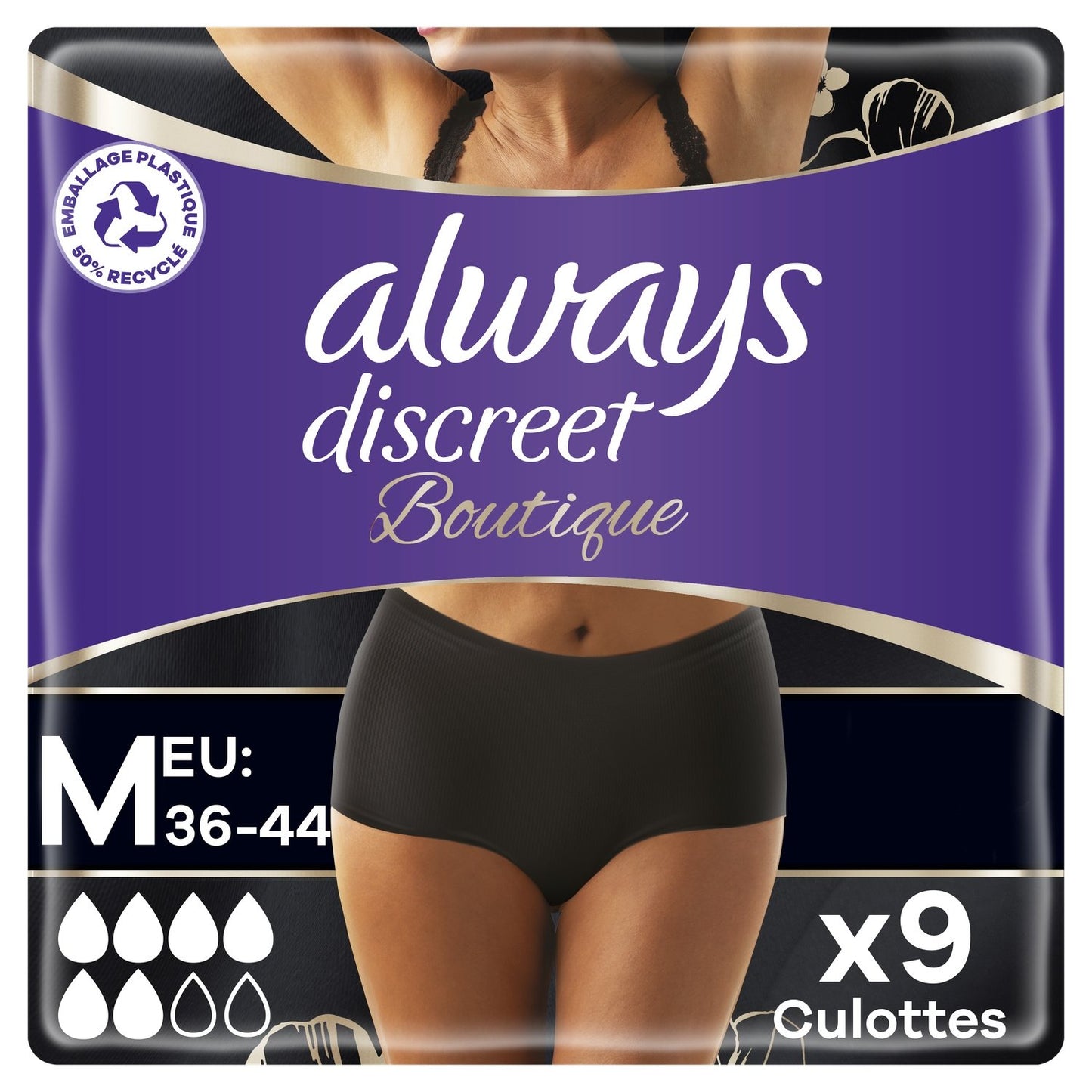 Urinary Leakage Panties Size M Black ALWAYS DISCREET