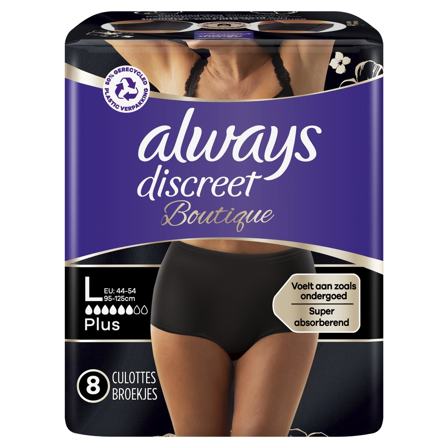 Urinary Leakage Panties Size L Black ALWAYS DISCREET