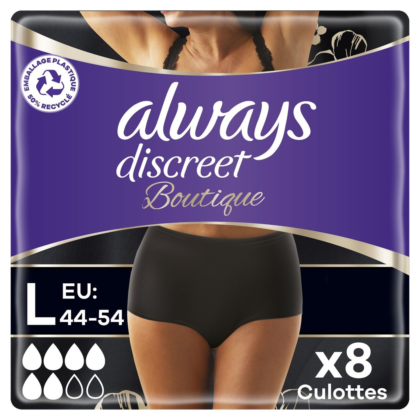 Urinary Leakage Panties Size L Black ALWAYS DISCREET