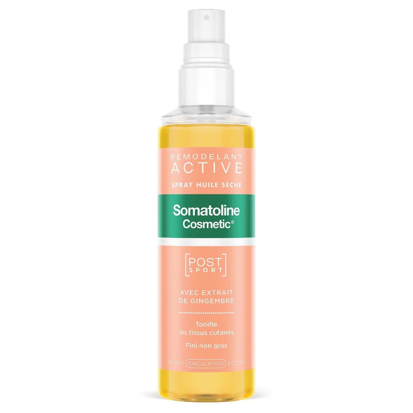 Huile Corps Sèche Tonifiante Remodelante à l'Extrait de Gingembre Active SOMATOLINE COSMETIC le spray de 125mL