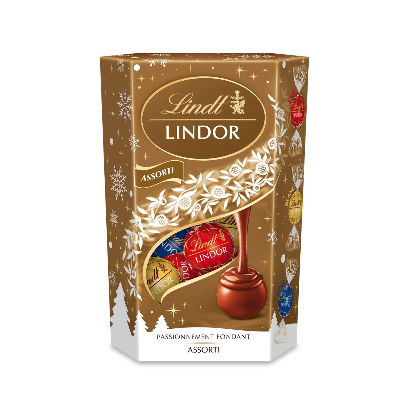 Assortiment de Chocolats Lait, Noir et Blanc, Lindor LINDT - Gamme de Noël 2025 la boite de 200g
