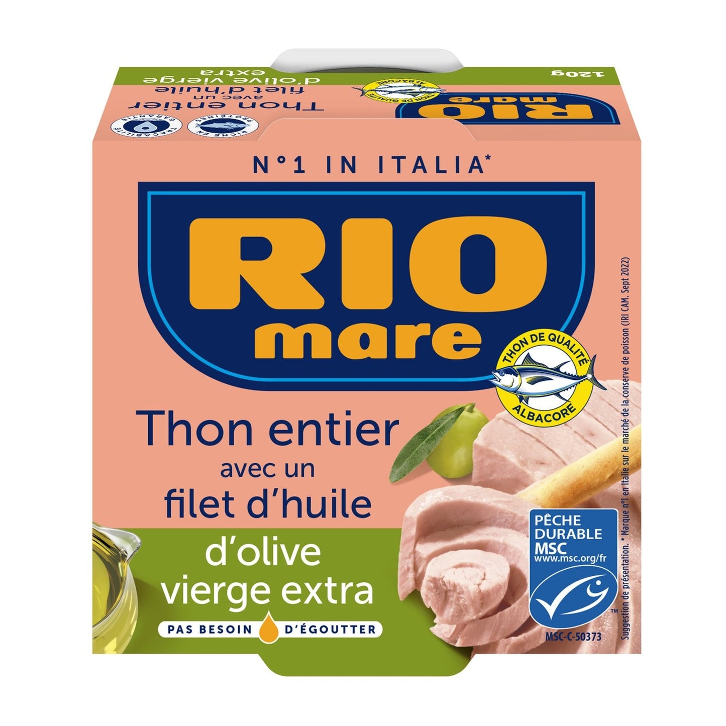 Thon Entier Huile d'Olive Vierge Extra RIO MARE la boite de 120g