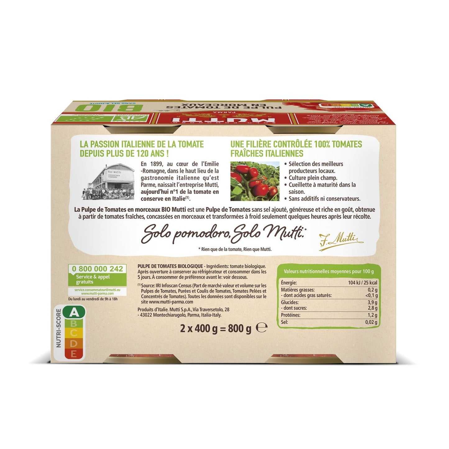 Pulpe de Tomate en Morceaux Bio MUTTI