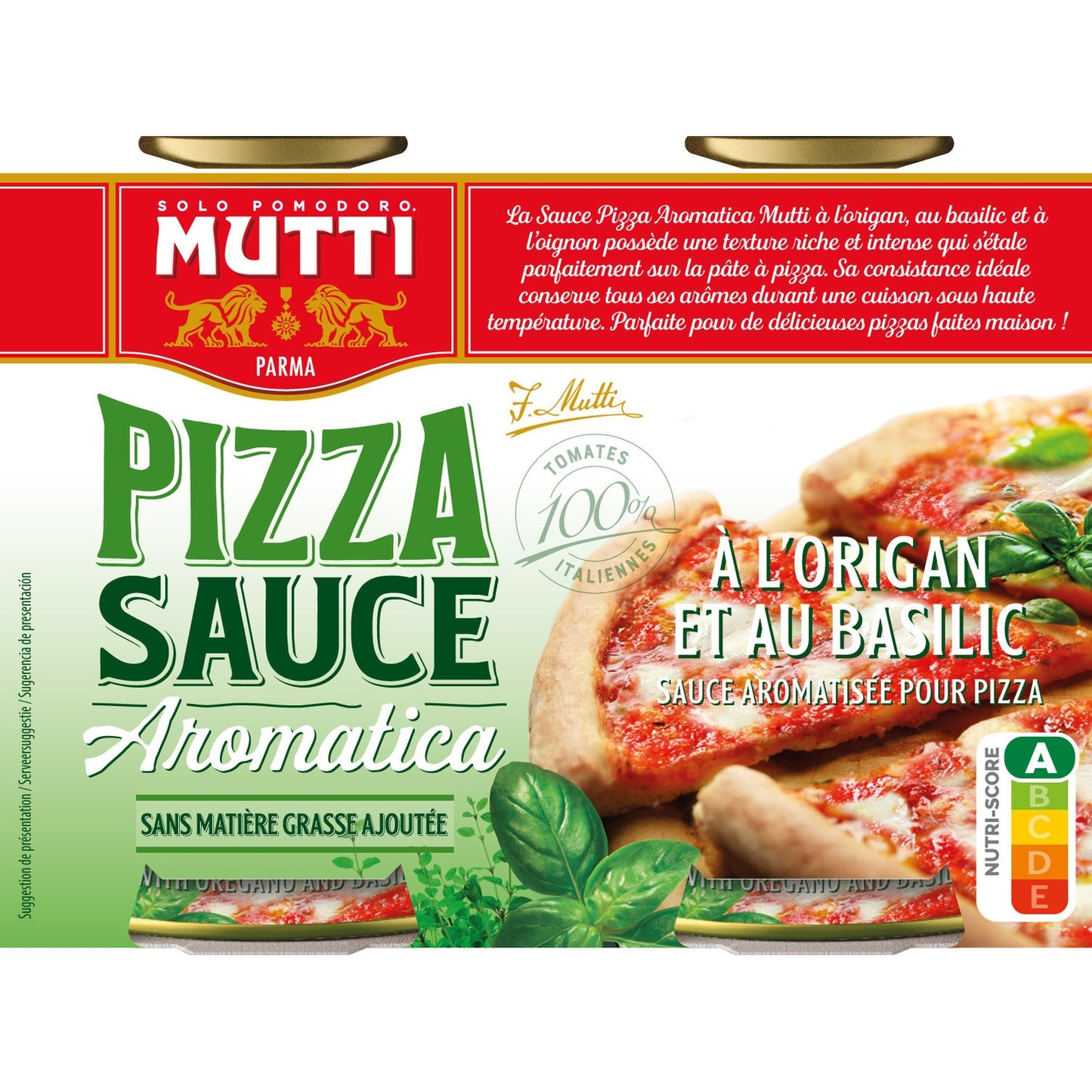 Sauce pour Pizza à l'Origan et au Basilic MUTTI les 2 boites de 400g