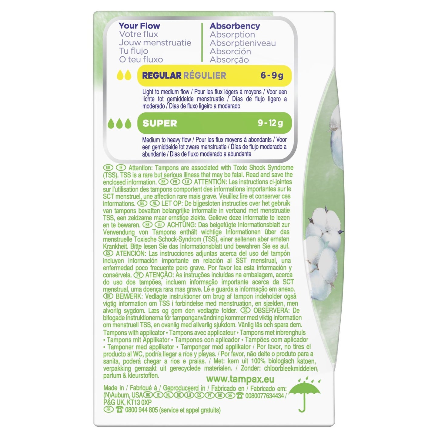Tampons mit normalem Applikator Compak 100 % Bio-Baumwolle TAMPAX