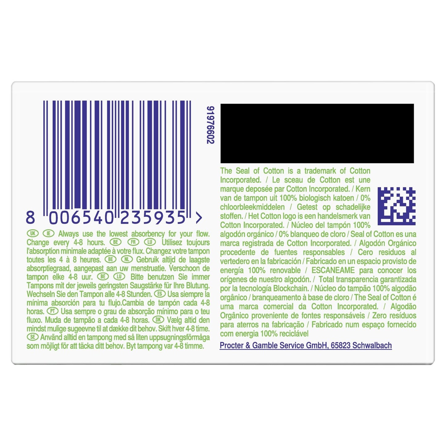 Tampons mit normalem Applikator Compak 100 % Bio-Baumwolle TAMPAX