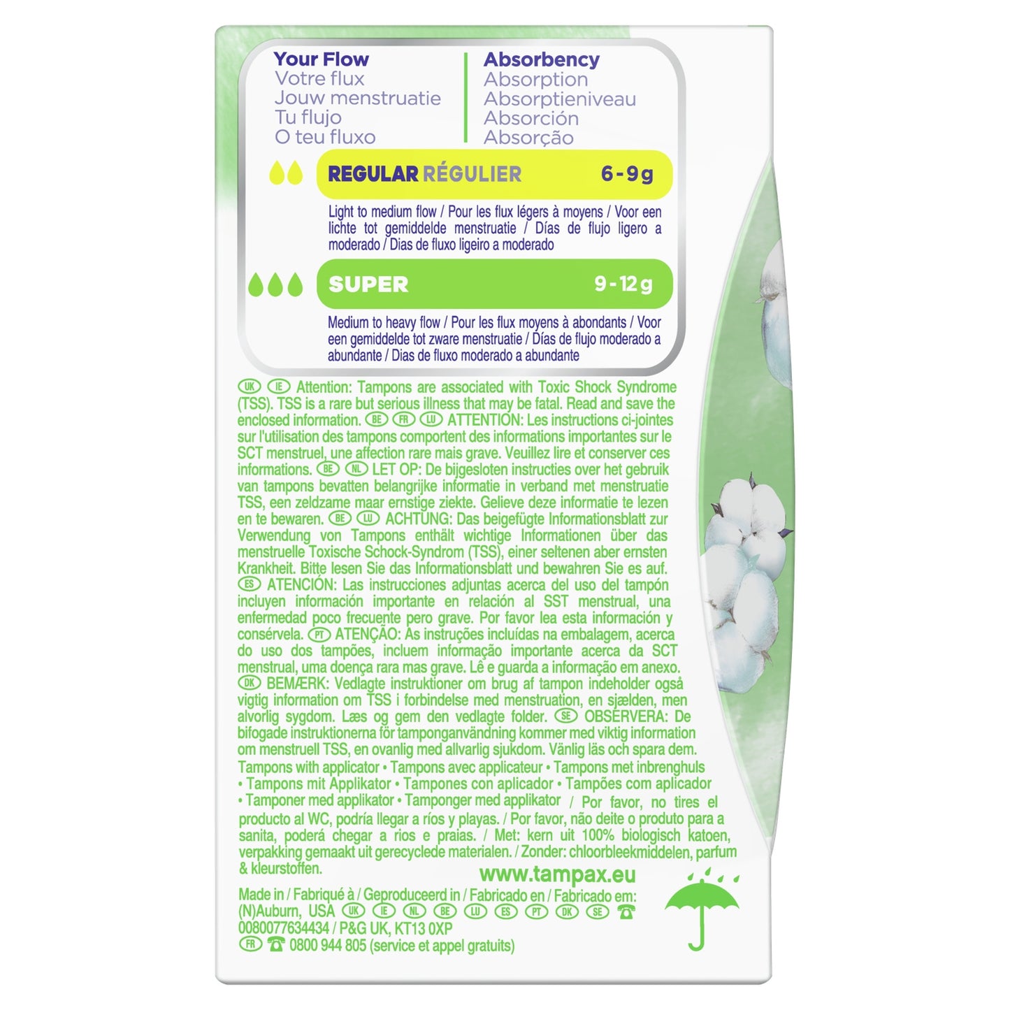 Compak Cotton Super Protection Tampons with Applicator TAMPAX