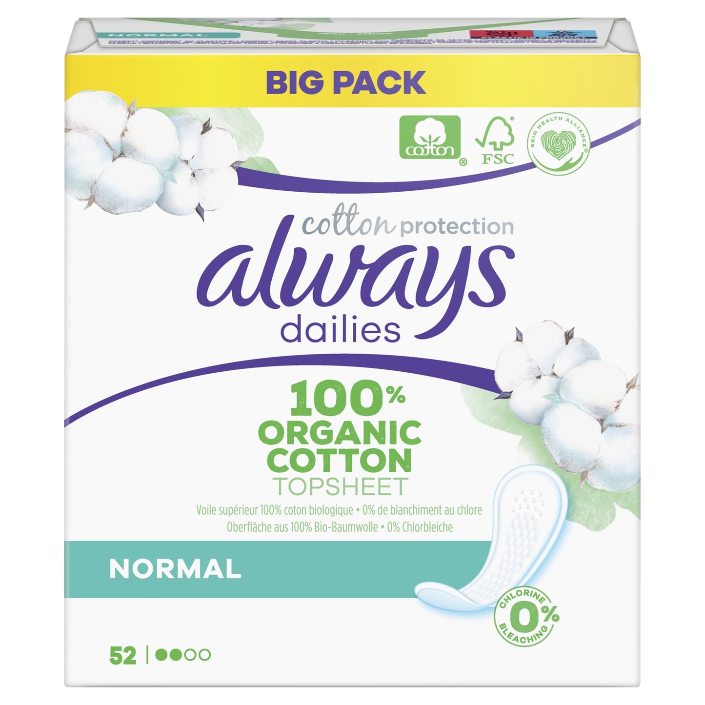 ALWAYS 100% Cotton Regular Panty Liners