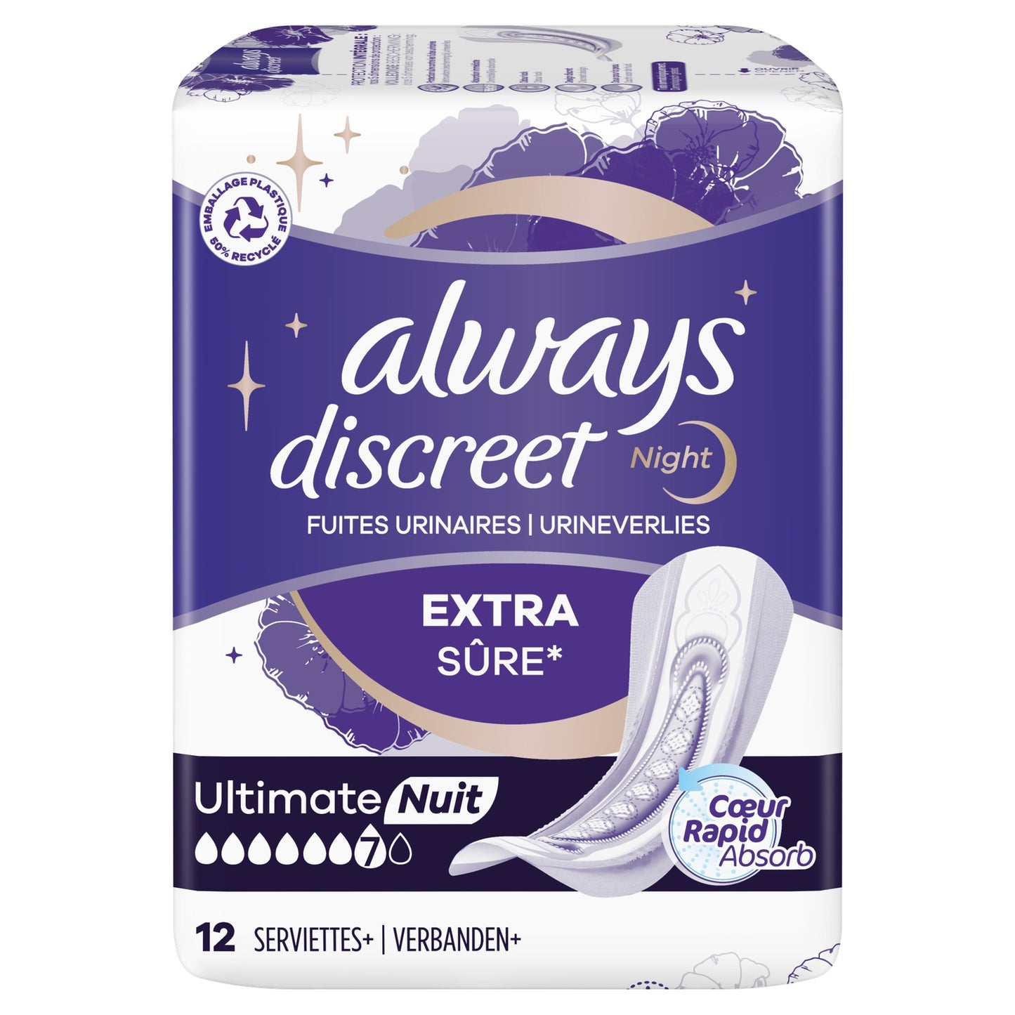 Serviettes Hygiènique Fuites Urinaires Ultimate Nuit ALWAYS DISCREET