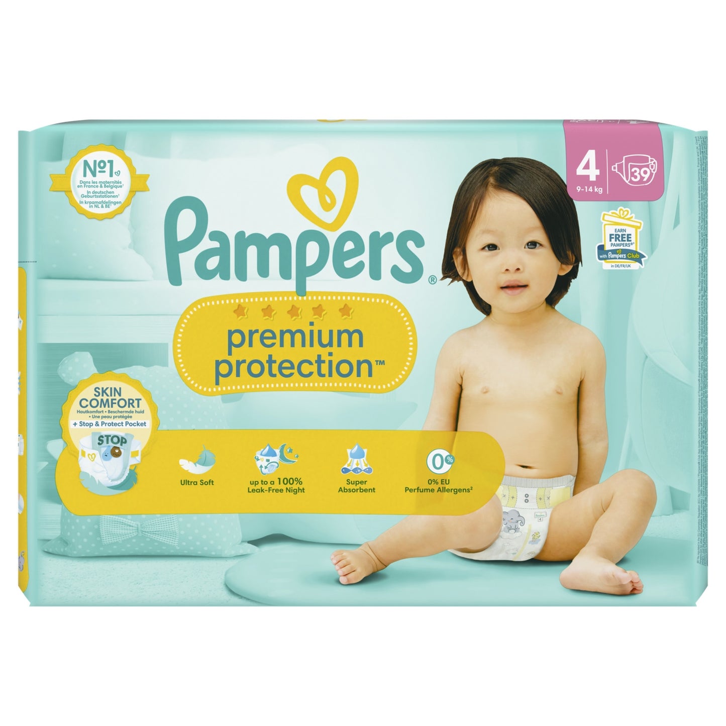 Couches Bébé Premium Protection Taille 4 9kg-14kg PAMPERS