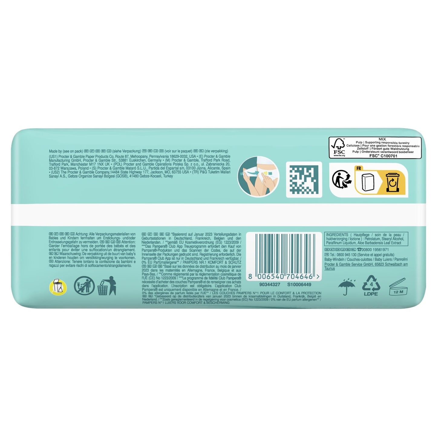 Couches Bébé Premium Protection Taille 4 9kg-14kg PAMPERS