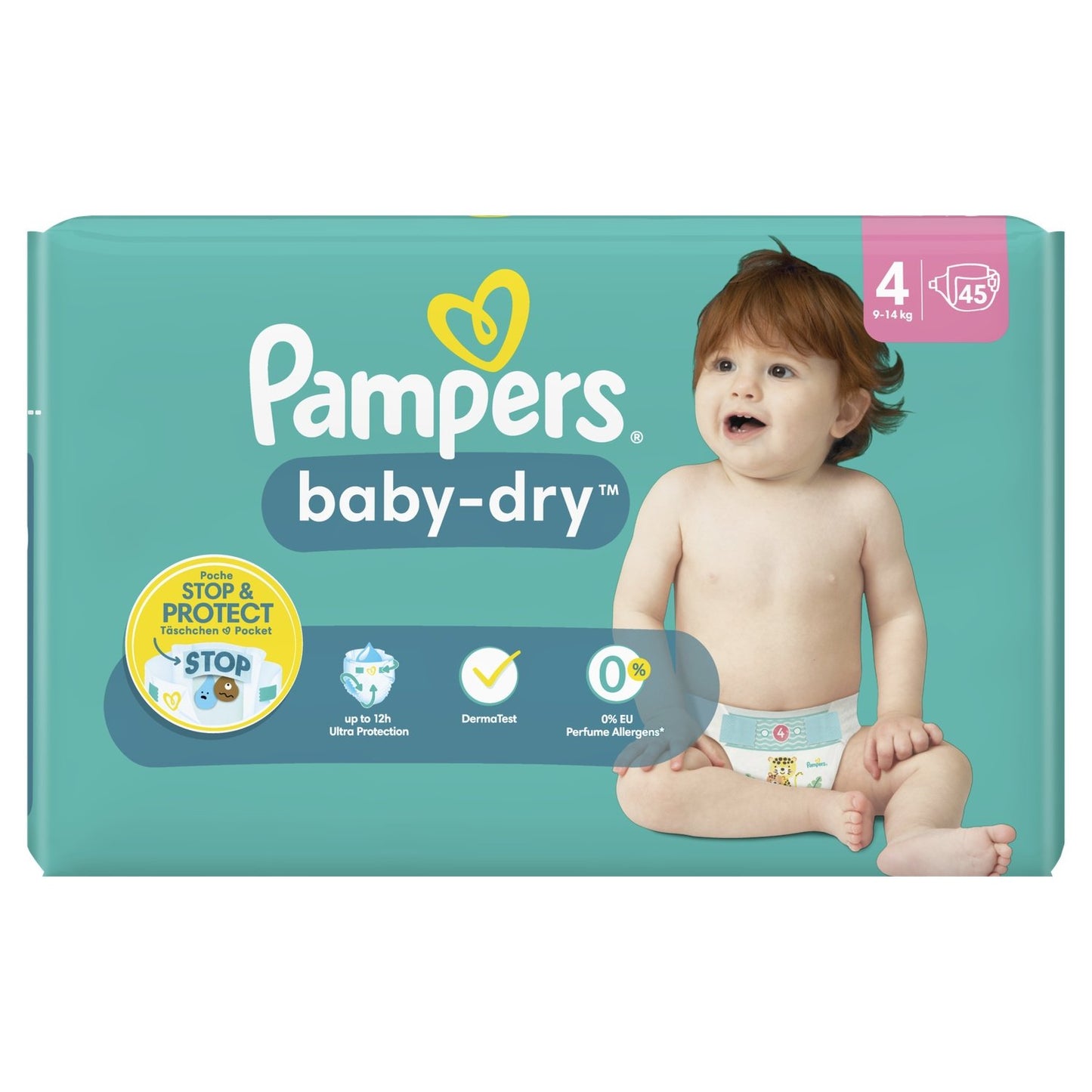 Couches Bébé Baby-Dry Taille 4 9kg-14kg PAMPERS