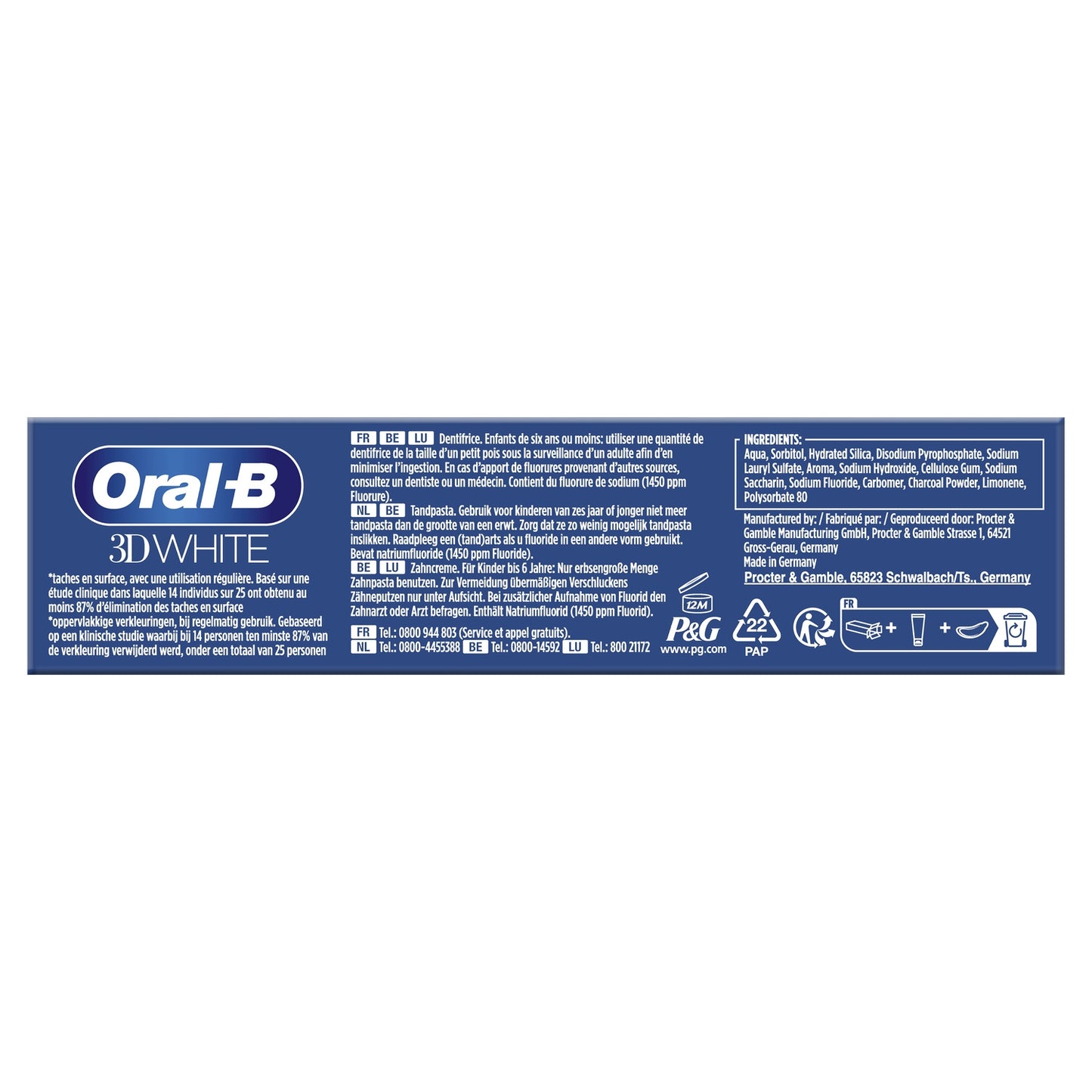 Dentifrice 3d White Charbon Fraîcheur Menthe Poivrée ORAL-B
