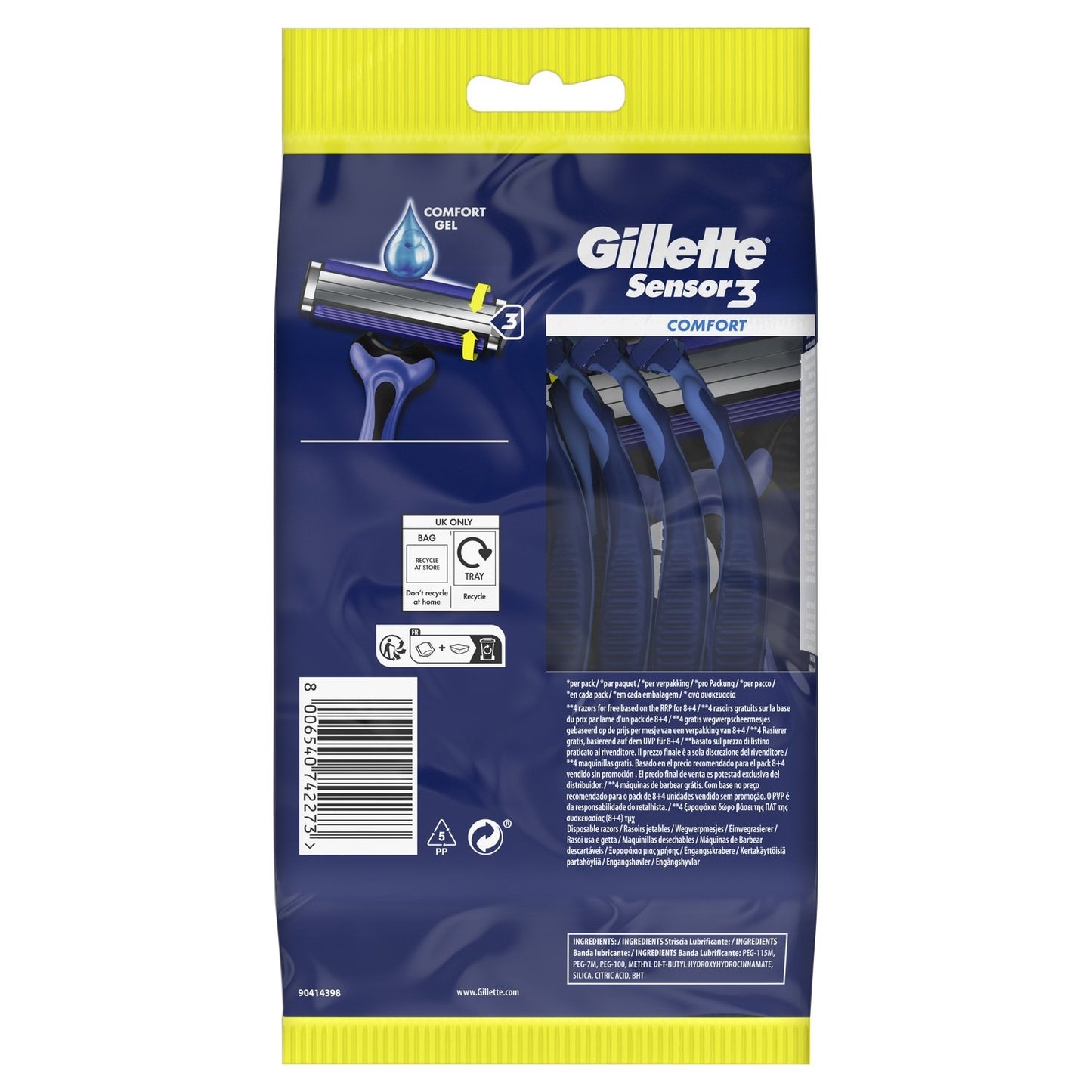 Rasoir Jetables Sensor 3 Comfort pour Homme GILLETTE