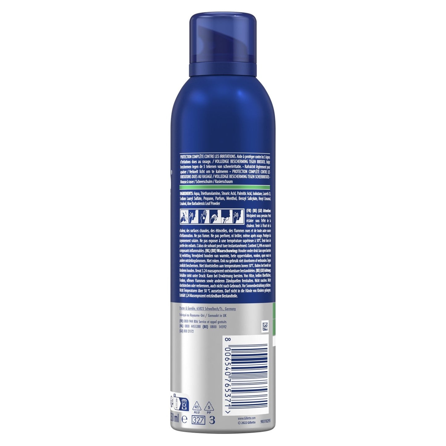 Mousse à Raser Peau Sensible pour Homme Apaisant Aloe Vera Series GILLETTE