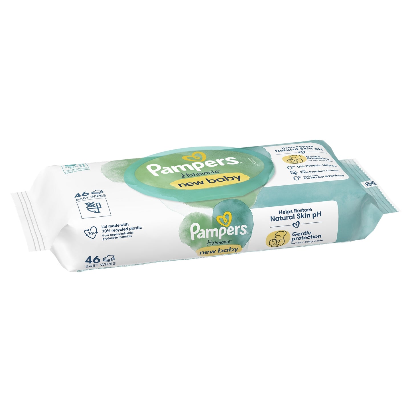Lingettes Bébé Nettoyantes Peaux Sensibles Sans Alcool et Sans Parfum Harmonie PAMPERS