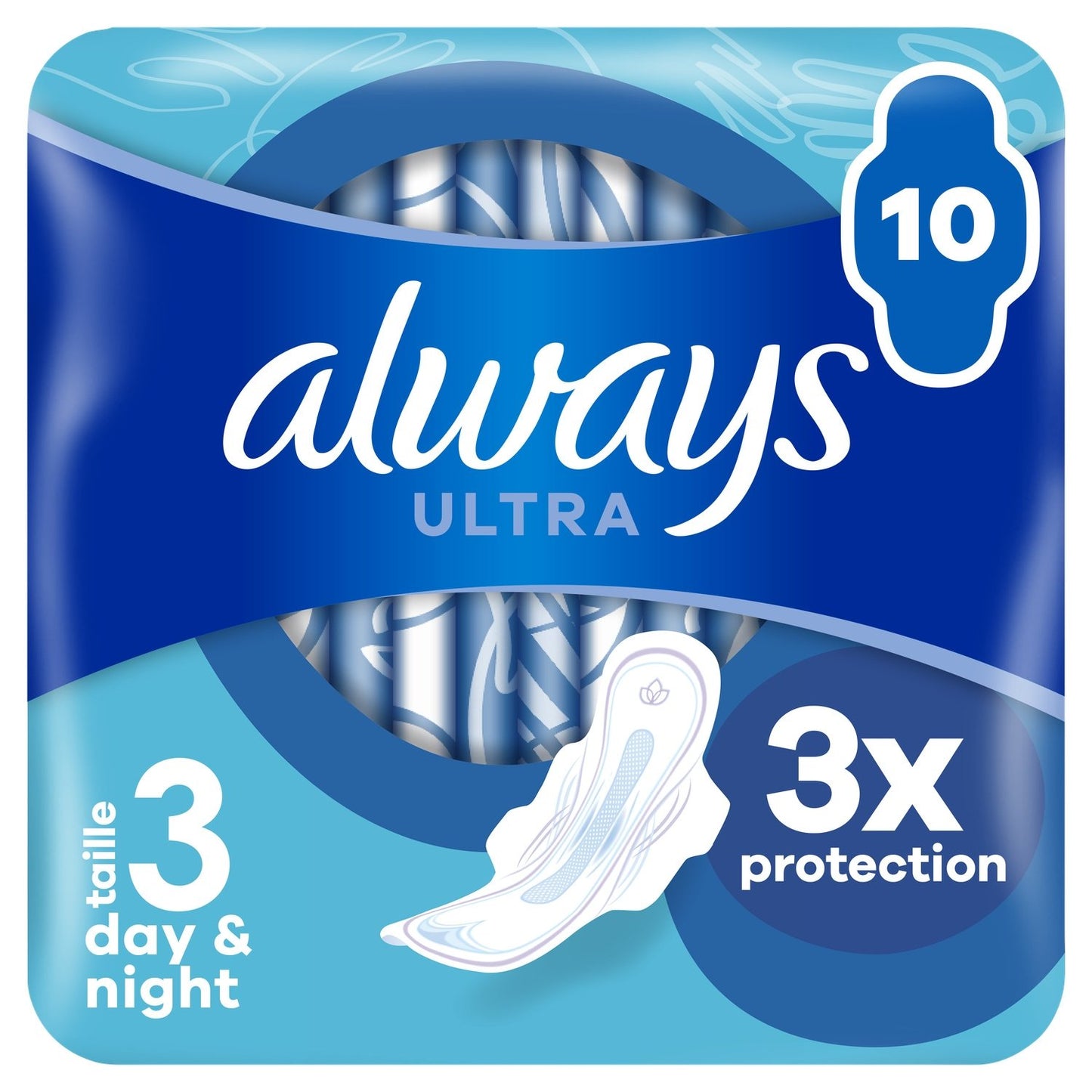 Serviettes Hygiéniques avec Ailettes Ultra Day et Nuit Taille 3 ALWAYS le pack de 10 serviettes hygiéniques
