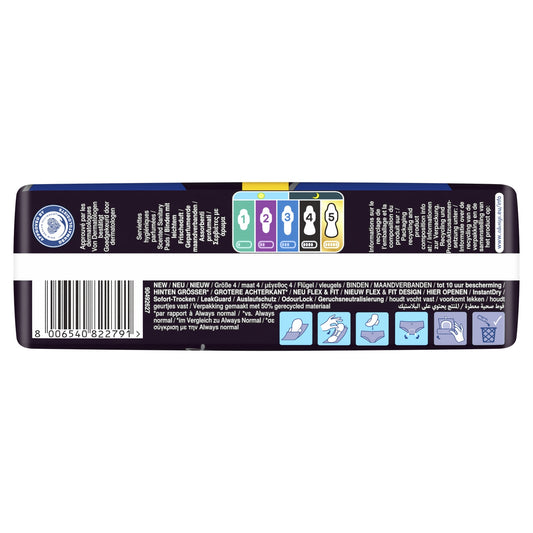 Serviettes Hygiéniques avec Ailettes Nuit Taille 4 Ultra Secure Night Extra ALWAYS