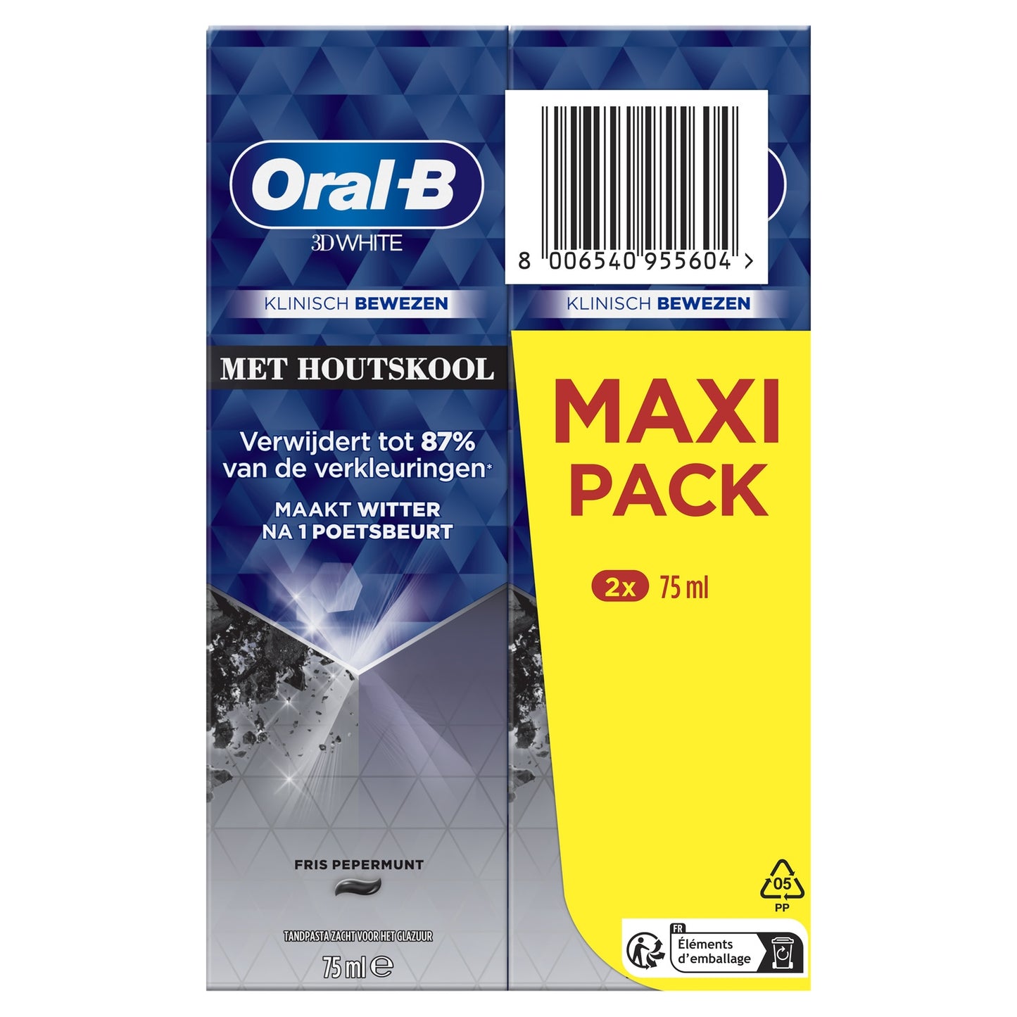 Dentifrice Charbon Fraîcheur Menthe Poivrée 3D White ORAL-B