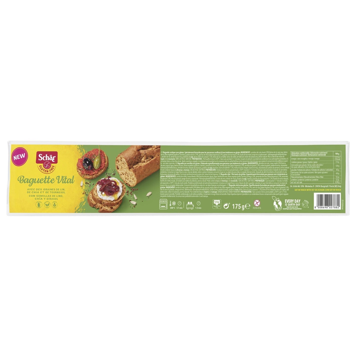 SCHAR Gluten-Free Flax, Chia, and Sunflower Seed Baguette