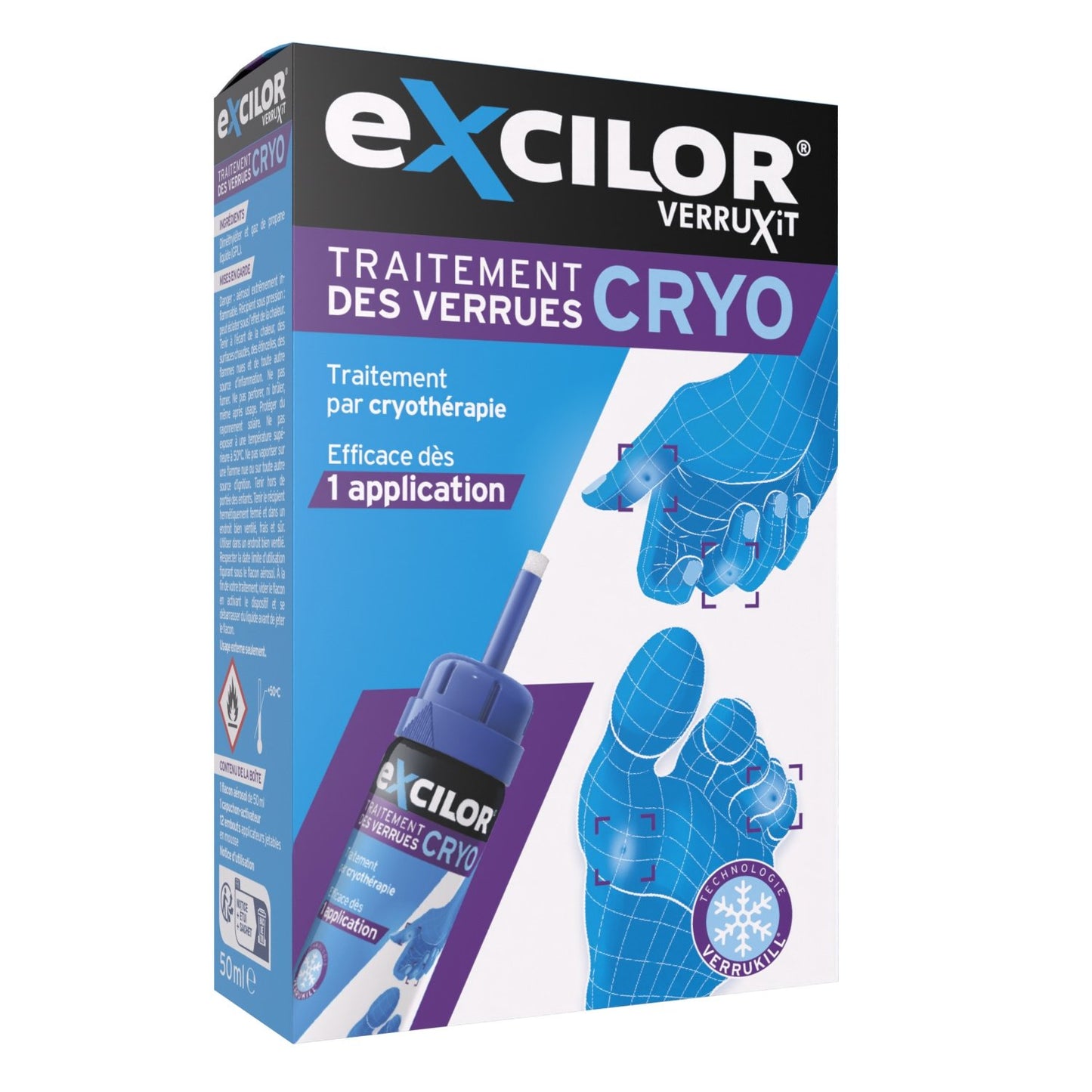 Traitement Verrues Technologie Froid EXCILOR le flacon de 50mL