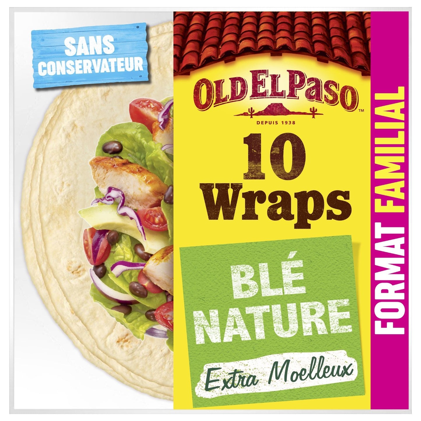 Wraps de Blé Nature Format Familial OLD EL PASO le paquet de 10 - 580g