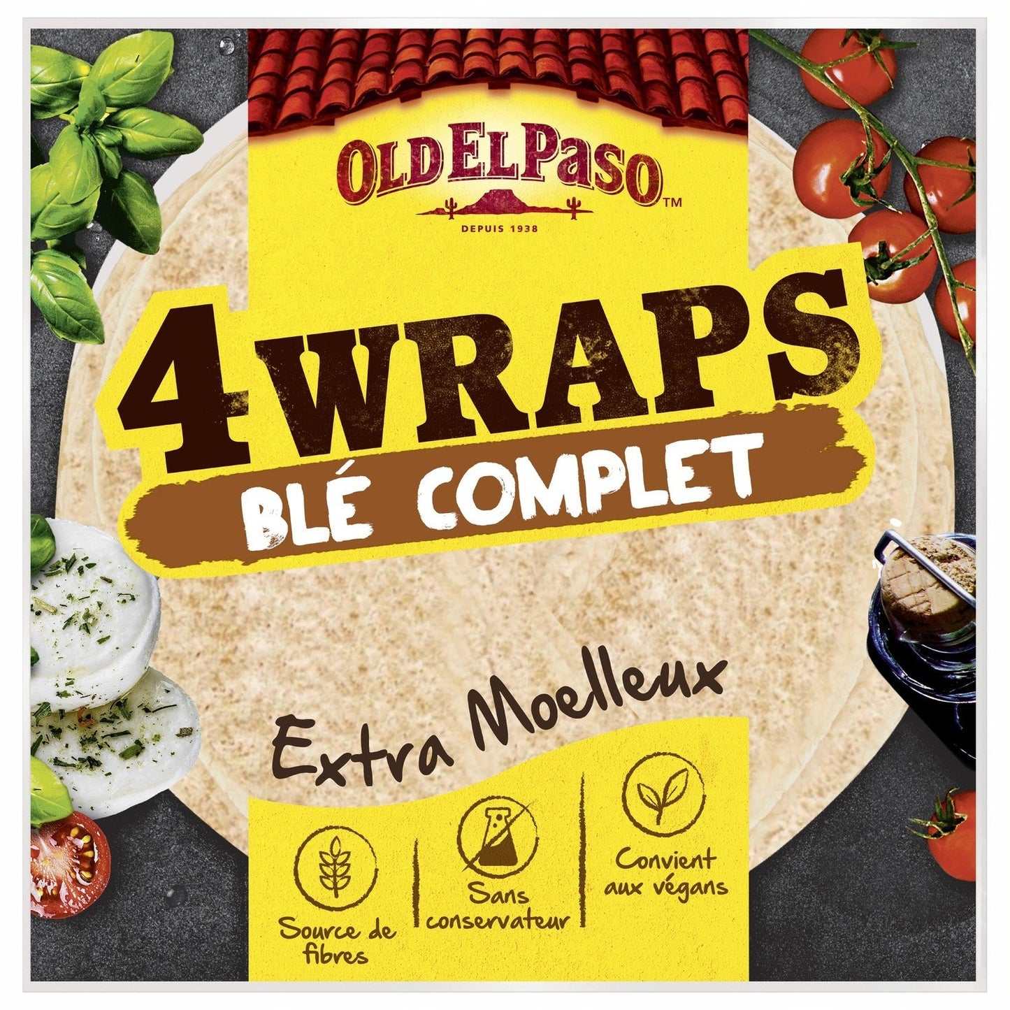 Wraps de Blé Complet OLD EL PASO Le paquet de 4 - 233g