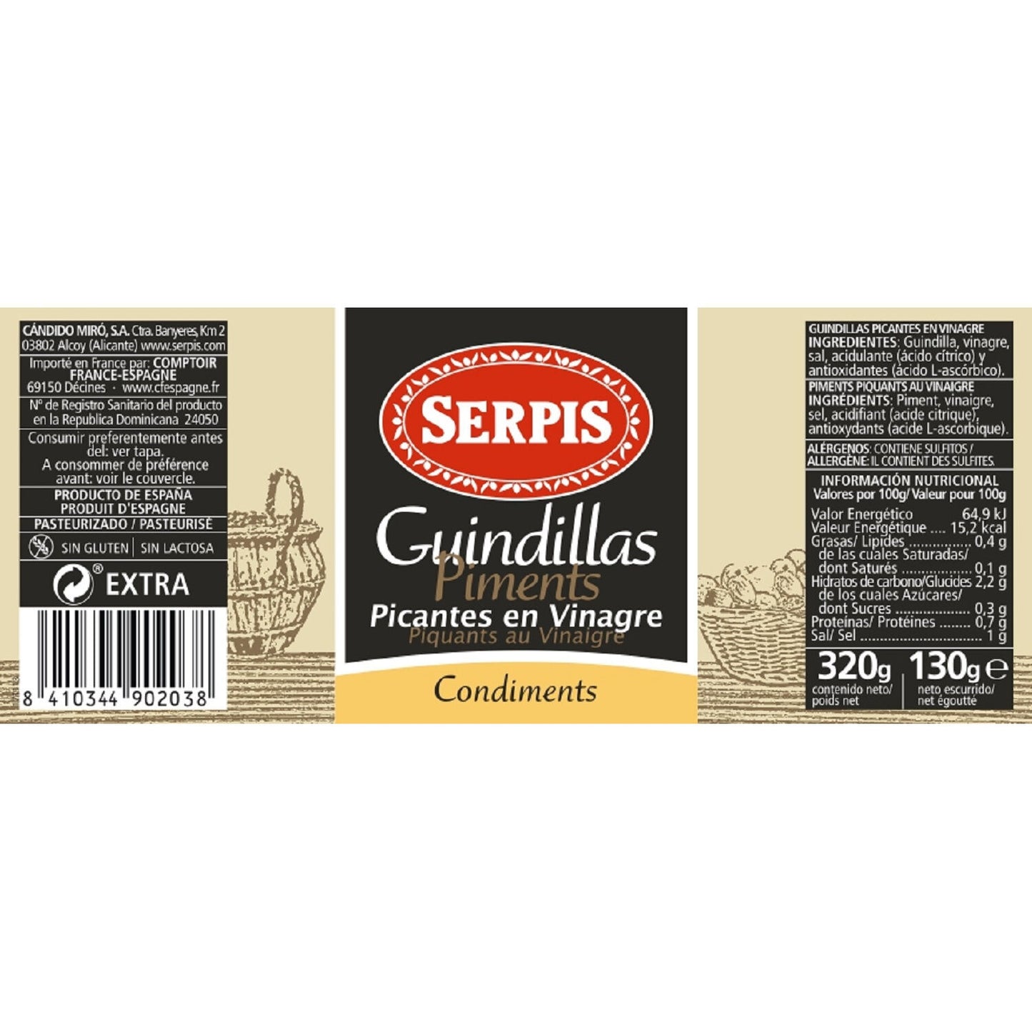 Piment Vert Basque Piquant au Vinaigre SERPIS