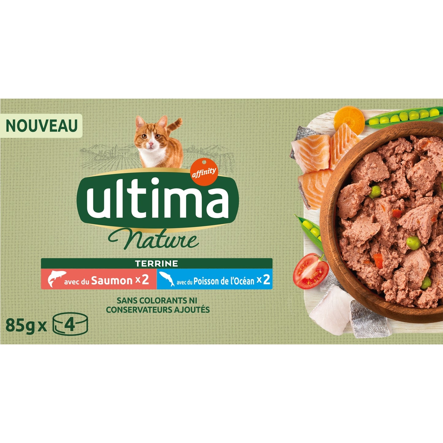 Pâtée pour Chat Adulte en Terrine au Saumon & Poissons de l'Océan ULTIMA NATURE