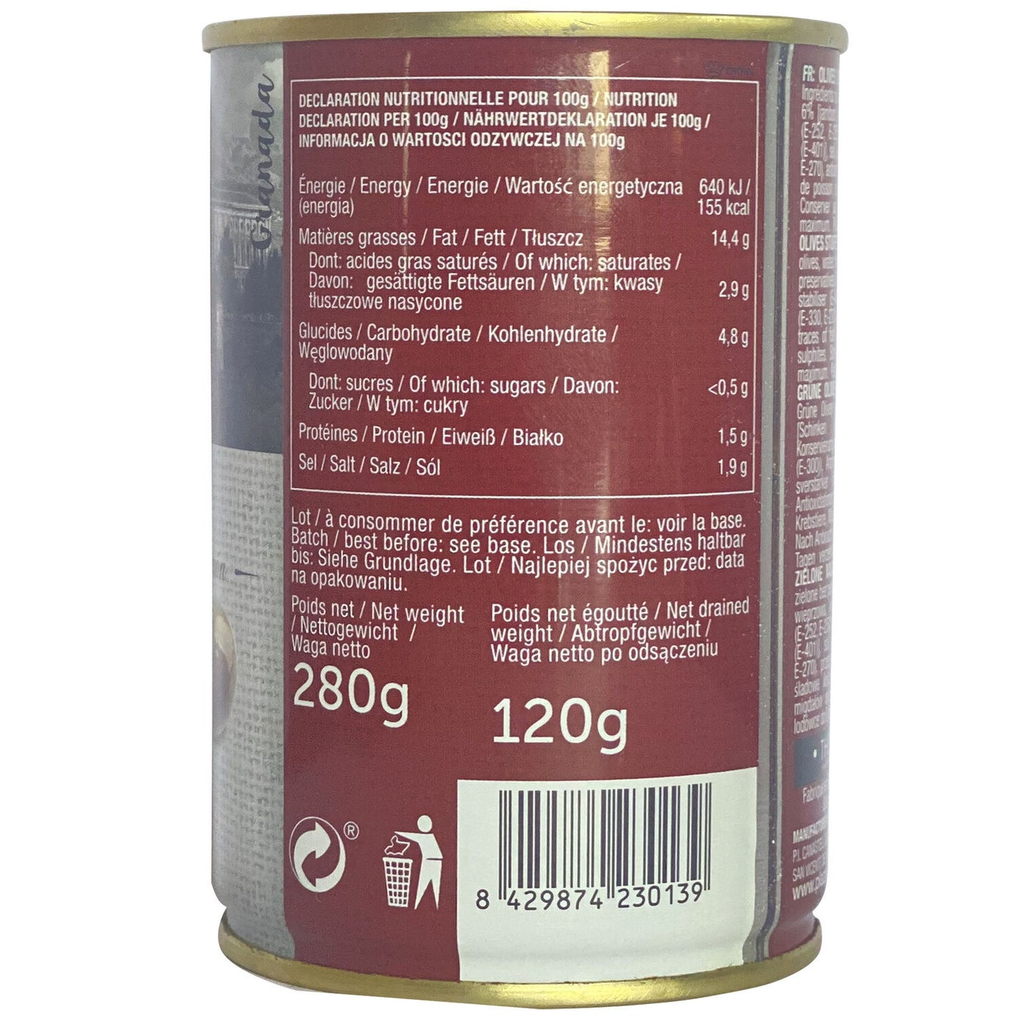 Olives Vertes Farcies Jambon PLAZA DEL SOL