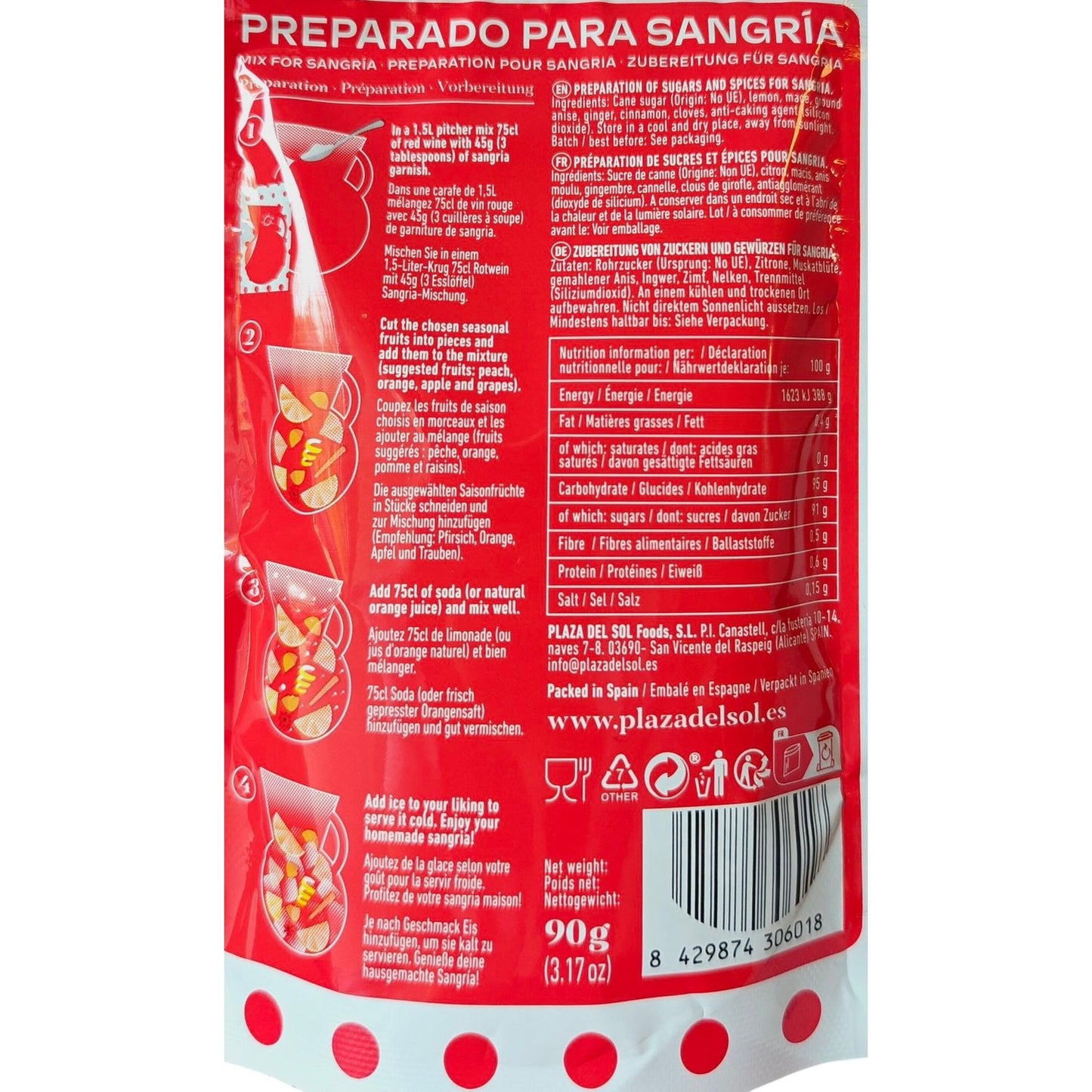 Préparation pour Sangria PLAZA DEL SOL