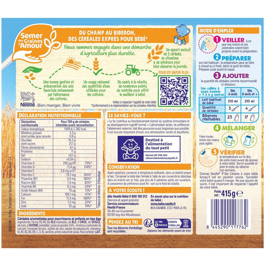 Baby Cereals From 6 Months, Powdered 5 Cereals Cacao P'TITE CEREALE