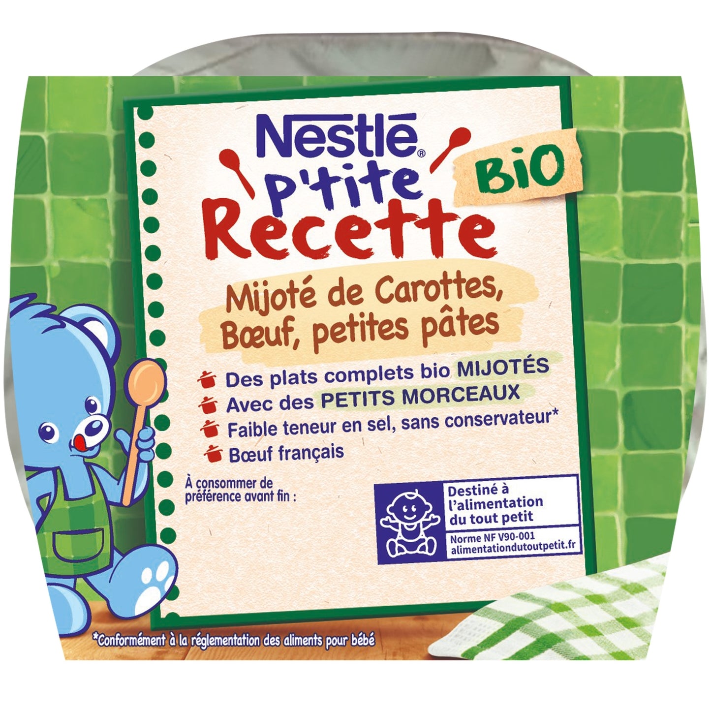 Babygericht ab 12 Monaten Geschmorte Karotten Rindfleisch Kleine Pasta P'tite Recette Bio NESTLE