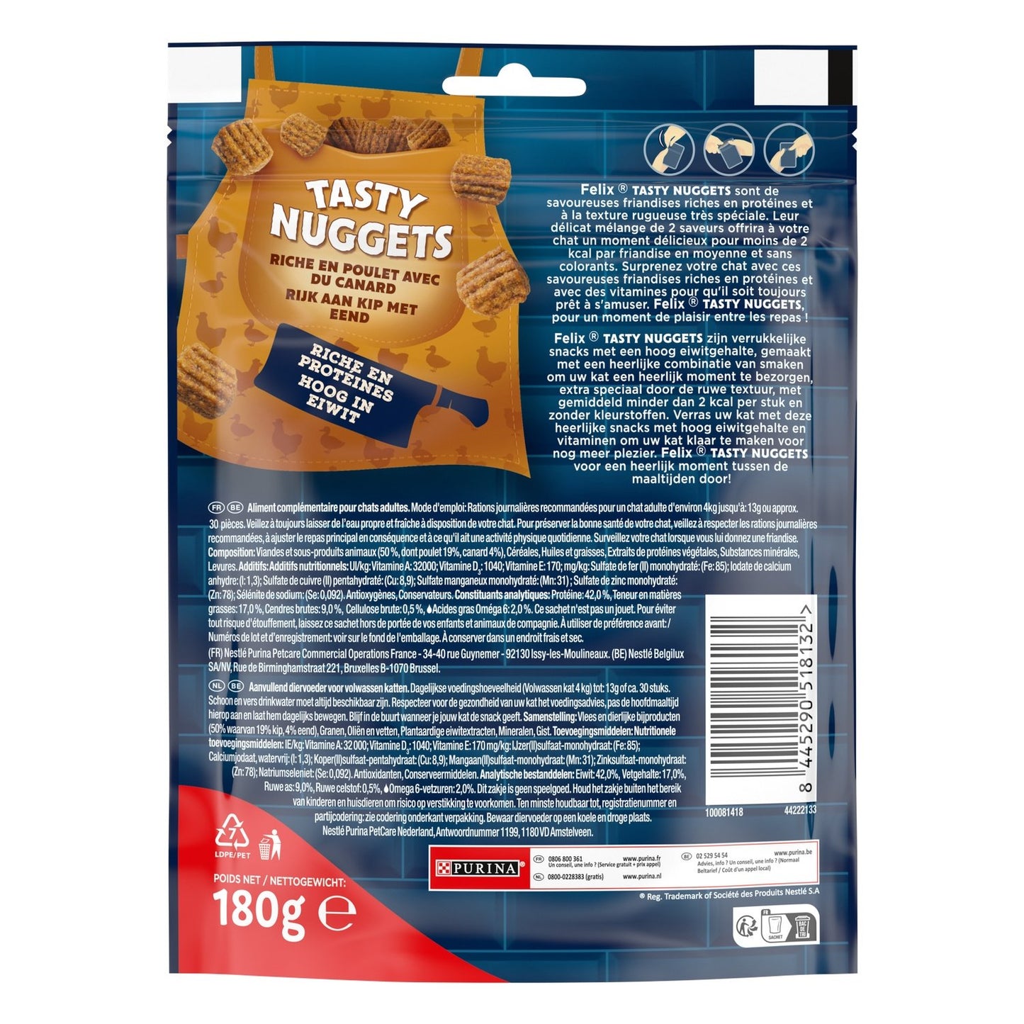 Friandises pour Chat Adulte Poulet Canard Tasty Nuggets FELIX