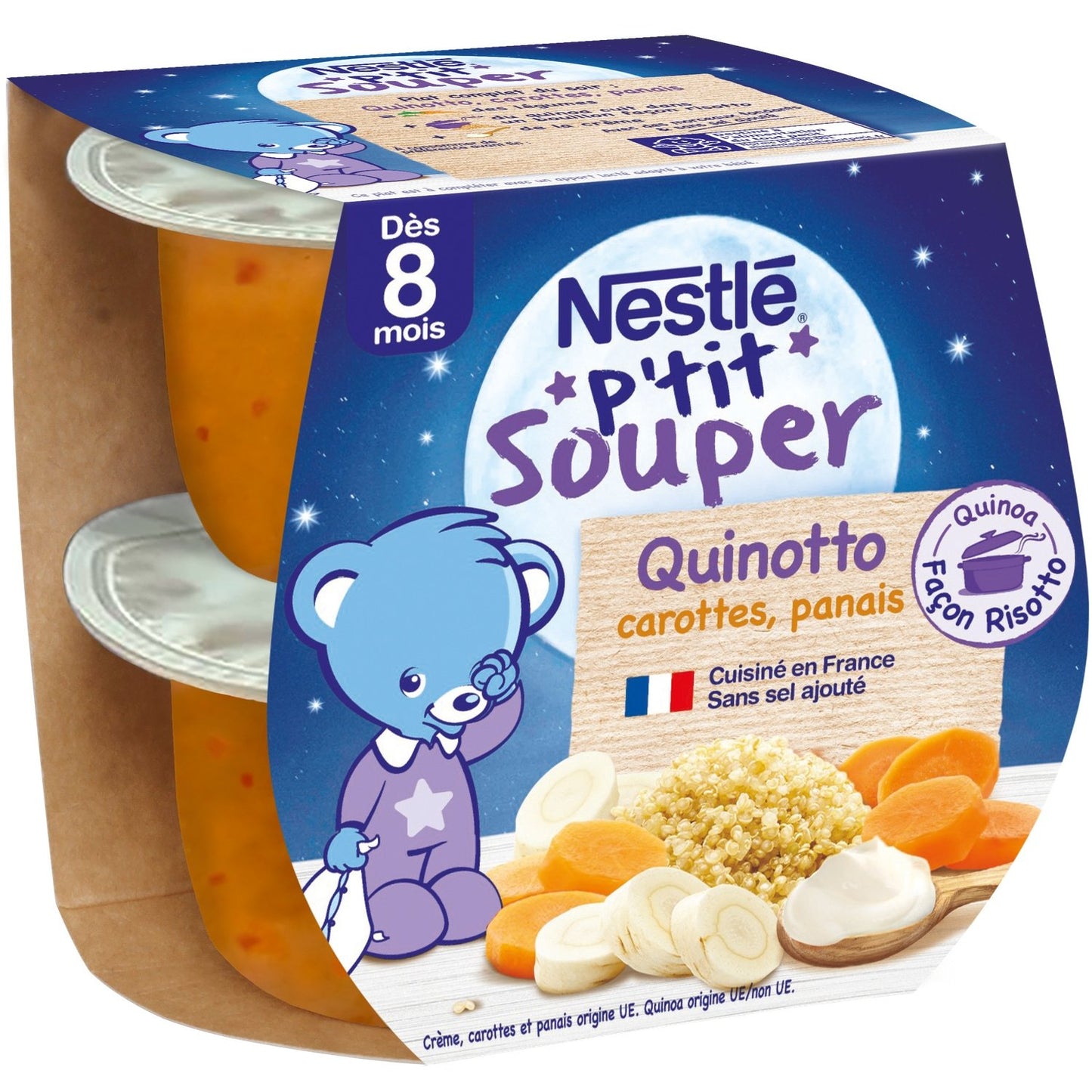 Plat Bébé du Soir Dès 8 Mois Carottes Panais P'tit Souper NESTLE 2 pots de 200 g