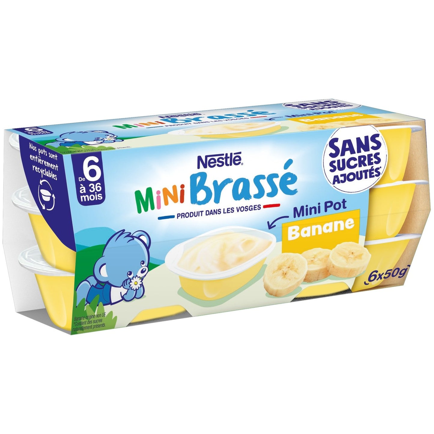 Dessert Bébé Dés 4/6 Mois, Banane NESTLE 6 pots de 50g