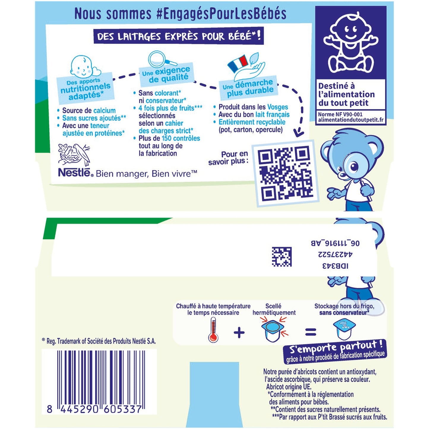 Dessert Bébé Dés 6 A 36 Mois, Abricot Vanille Sans Sucres Ajoutés NESTLE