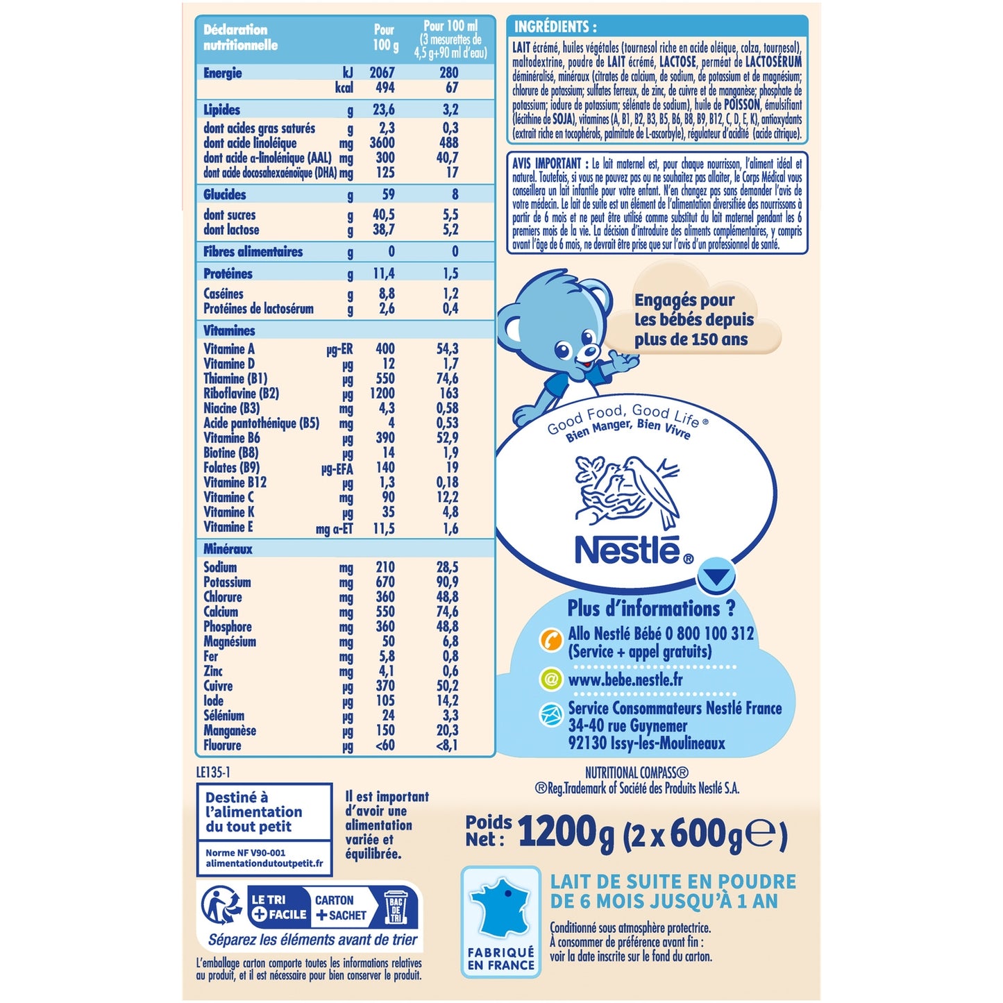 NIDAL Powdered Baby Milk 2nd Age from 6 Months to 1 Year