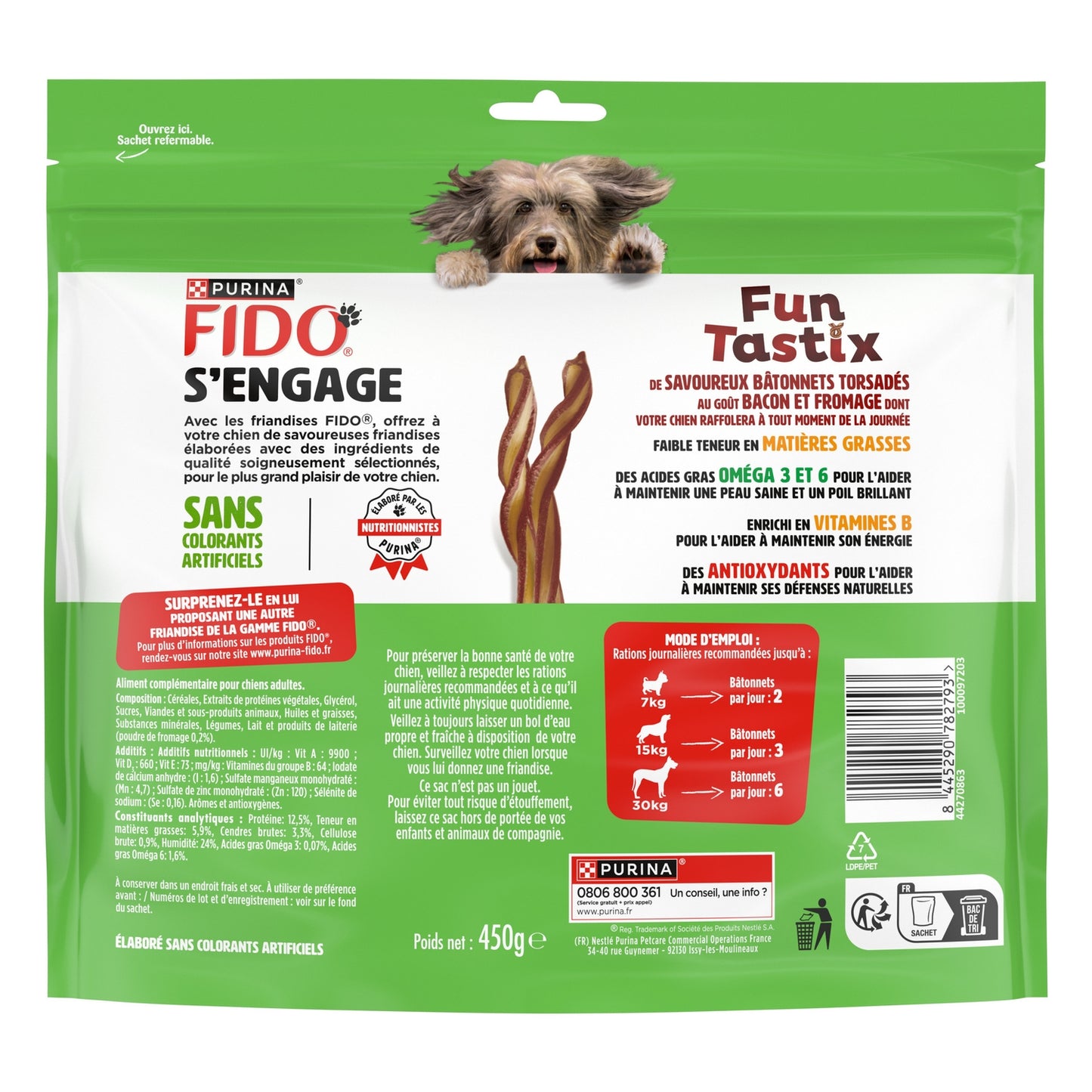 Friandises pour Chien Adulte Bacon Fromage Fun Tastix FIDO