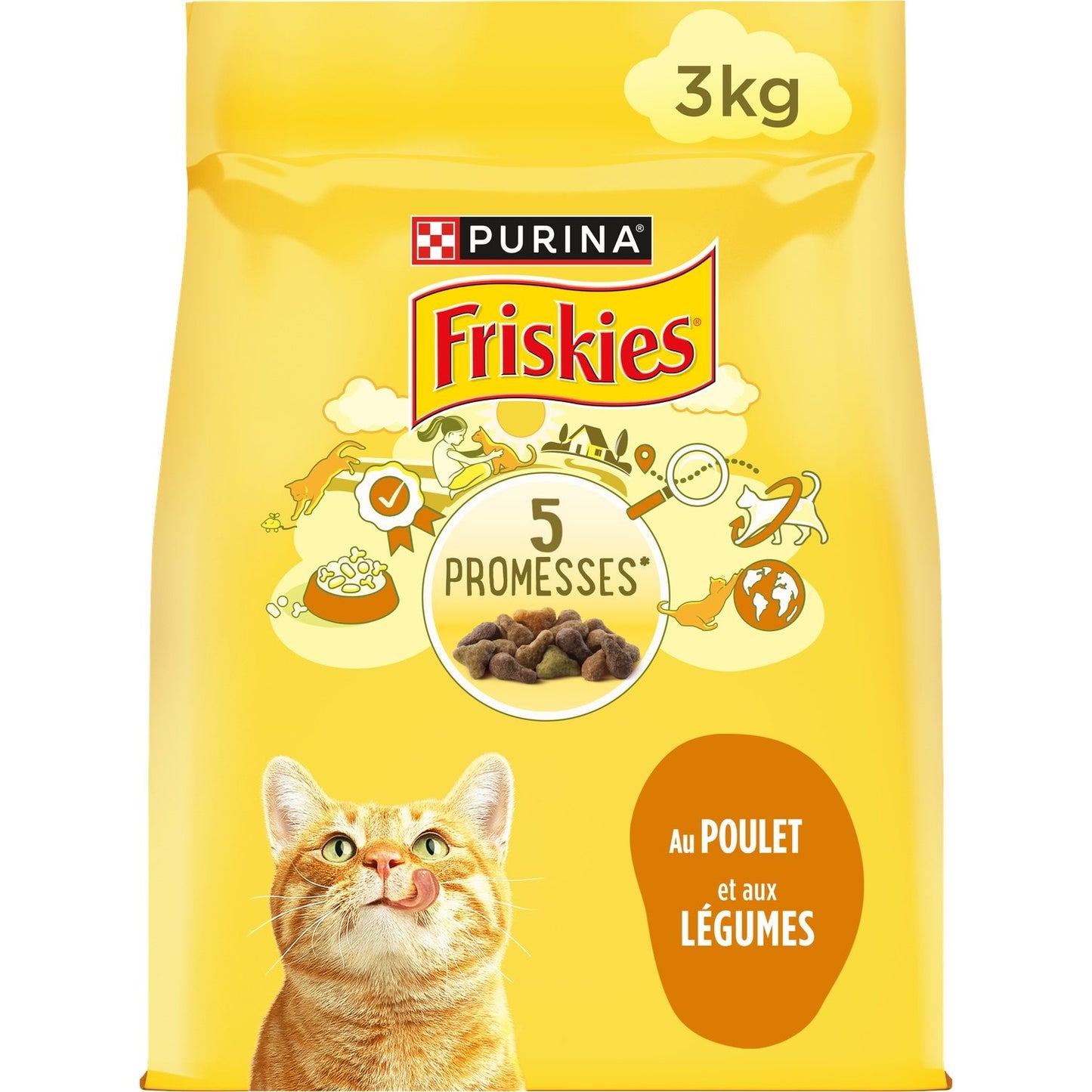 Croquettes pour Chat Adulte Poulet Légume FRISKIES le paquet de 3kg