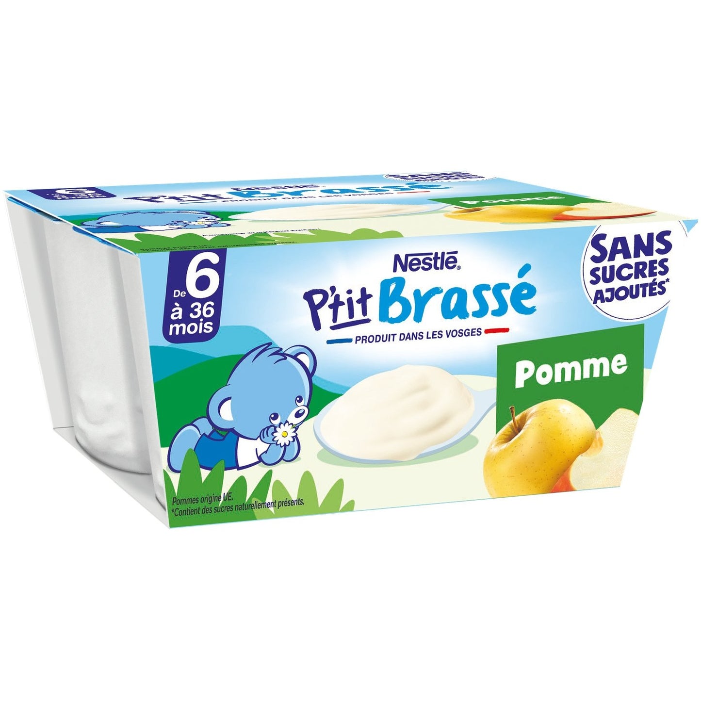 Dessert Bébé Dés 6 Mois, au Pomme Sans Sucres Ajoutés NESTLE 4 pots de 90g