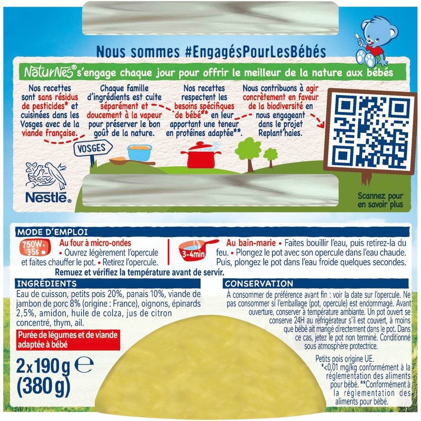 Plat Bébé Dés 6 Mois Petits Pois Jambon Naturnes NESTLE