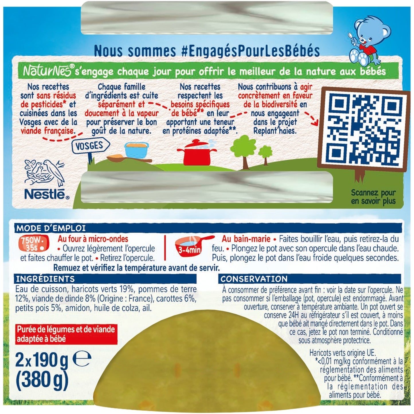 Plat Bébé Dès 6 Mois Haricots Verts et Dindonneau Naturnes NESTLE