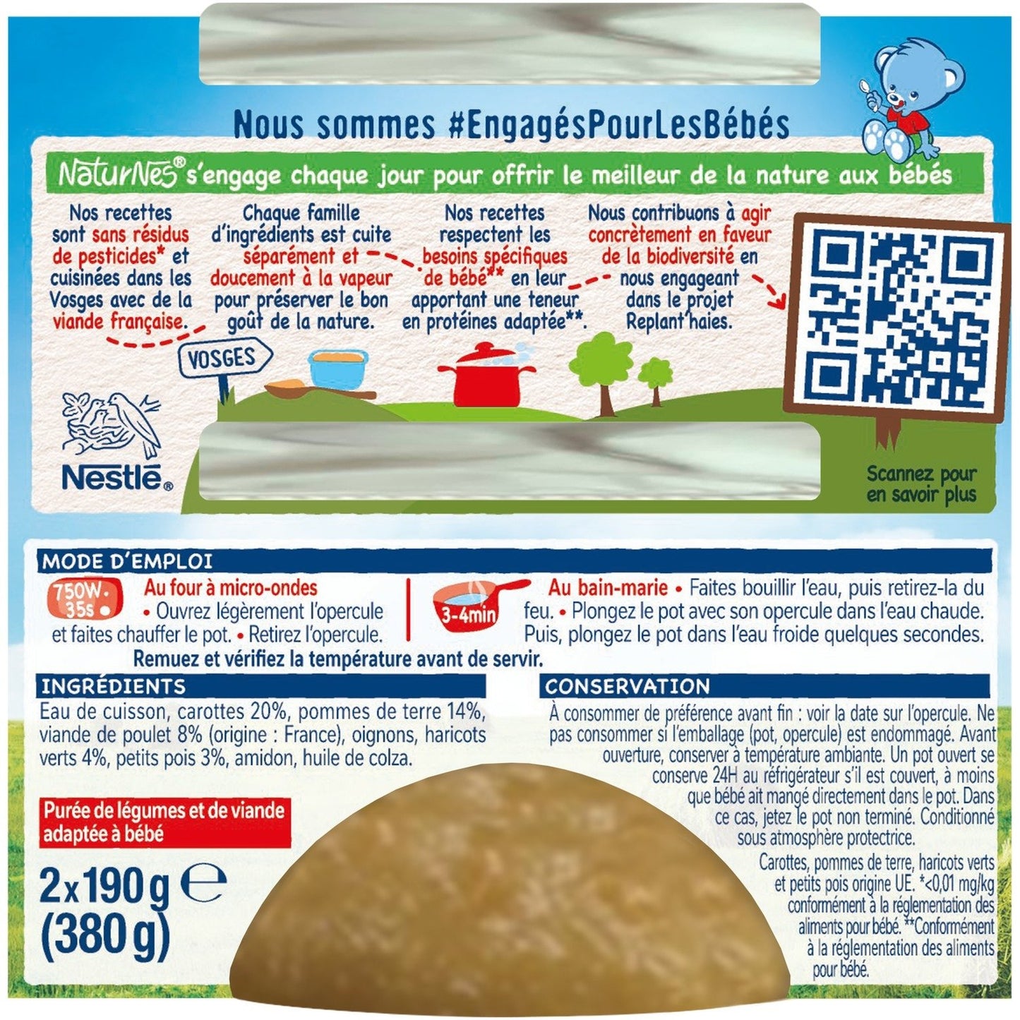 Plat Bébé Dès 6 Mois Jardinière de Légumes et Poulet Naturnes NESTLE