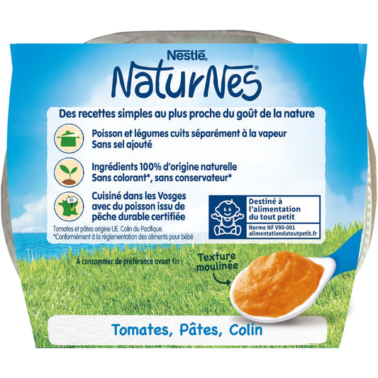 Babygericht ab 6 Monaten Tomaten Pasta und Seehecht Naturnes NESTLE