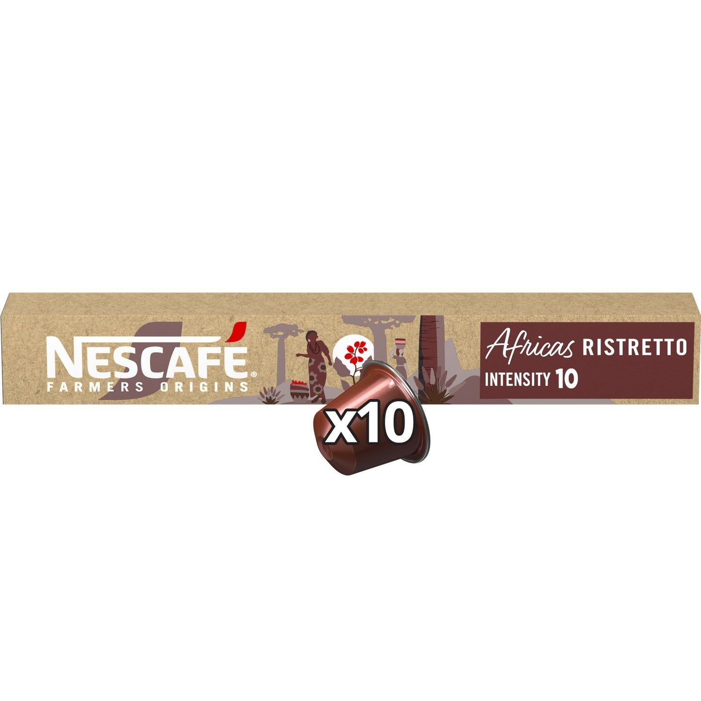 Café Capsules Ristretto Intensité 10 Compatible Nespresso Africas NESCAFE FARMERS ORIGINS la boîte de 10 capsules