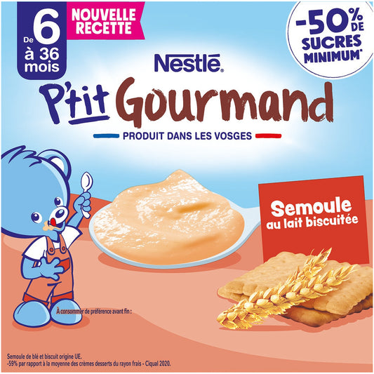 Dessert lacté bébé dès 6 mois Biscuit P'tit Gourmand NESTLE