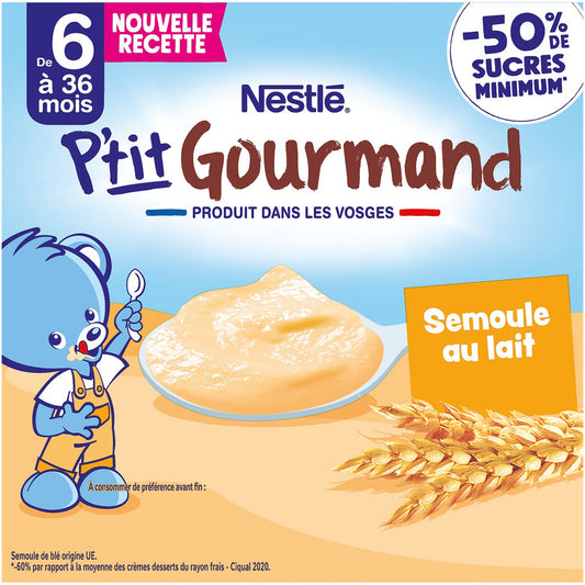 Dessert lacté bébé dès 6 mois Semoule P'tit Gourmand NESTLE
