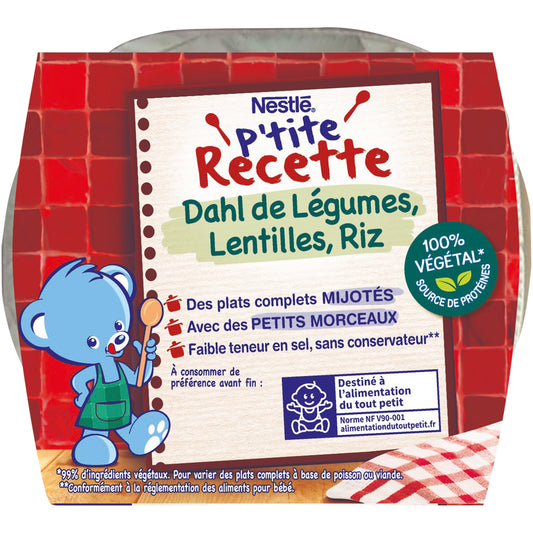 Plat bébé dahl de légumes lentilles riz NESTLE